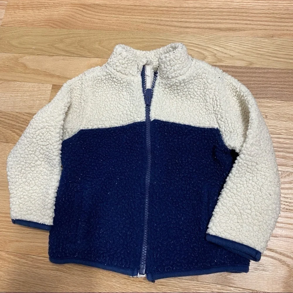Old Navy Teddy Sweatshirt Jacket 18-24 mos White Blue